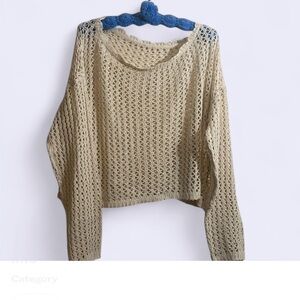 Cream Crochet Knit Sweater